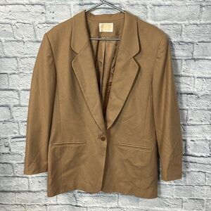 VTG Pendleton 1970s Tan Camel Long Sleeve Single Button Breasted Blazer size 16